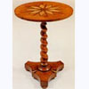Inlaid Lamp Table with Spiral Column and Trefoil Base