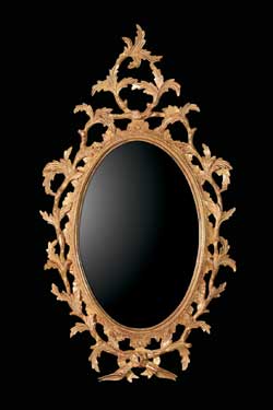 Small George III Chippendale Oval Mirror