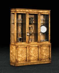 Three Door Display Cabinet in Burr Poplar