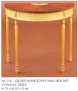 Gilded Mahogany Half-Round Console Table