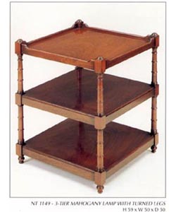 3-Tier Mahogany Lamp with Turned Legs