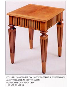 Lamp Table on Large Tapered & Fluted Legs