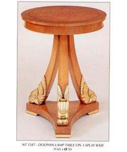 Dolphin Lamp Table on 3-Splay Base