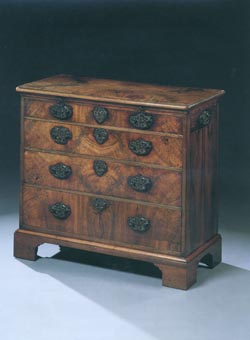 George II Chest in Walnut on Bracket Feet