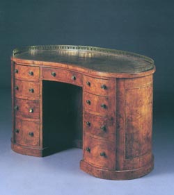 Brass Mounted Kidney Shaped Pedestal Desk