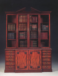 Mahogany Break Front Bookcase