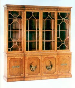 Painted Satinwood Breakfront Bookcase