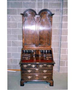 Walnut Bureau Bookcase with Twin Domed Top